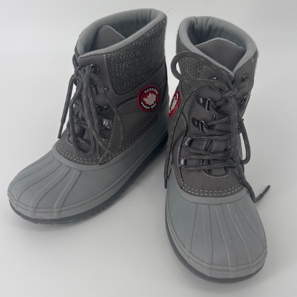Canada Weather Gear Kids Winter Duck Boots Size 3 Grey Sweater Collar BERRG